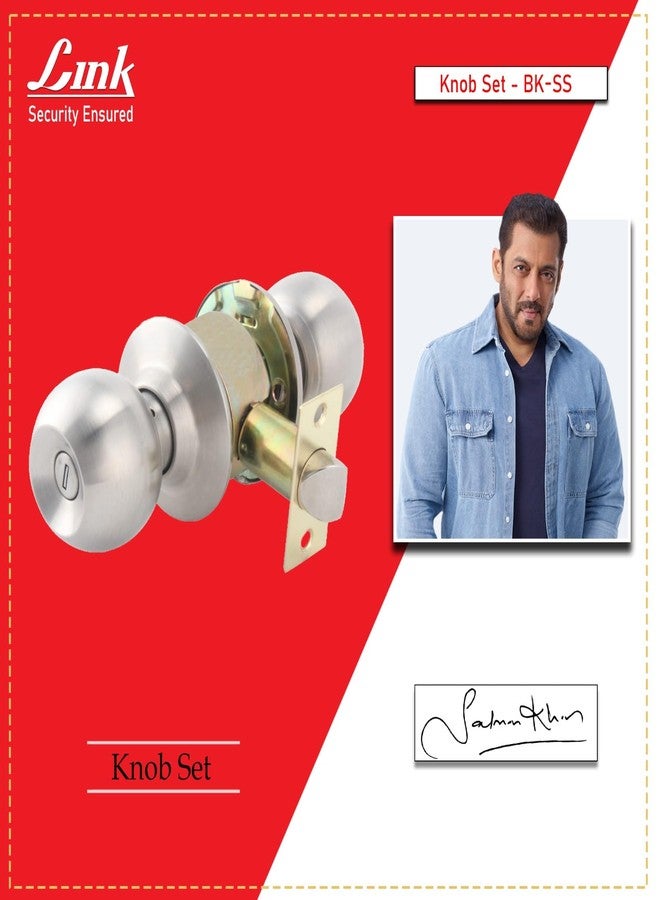 Link Stainless Steel Door Knob Set - Entrance Lockset with Bored Lock Mechanism, for Door Thickness 35mm to 45mm. - Image 4